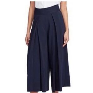 Polo Ralph Lauren Navy Cropped Wide Leg Culottes Pleated Pants size 8